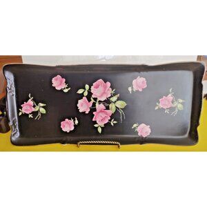 Antique Crown Ducal Ware Vanity Tray 15 1/2" x 6 1/2" Pink Rose